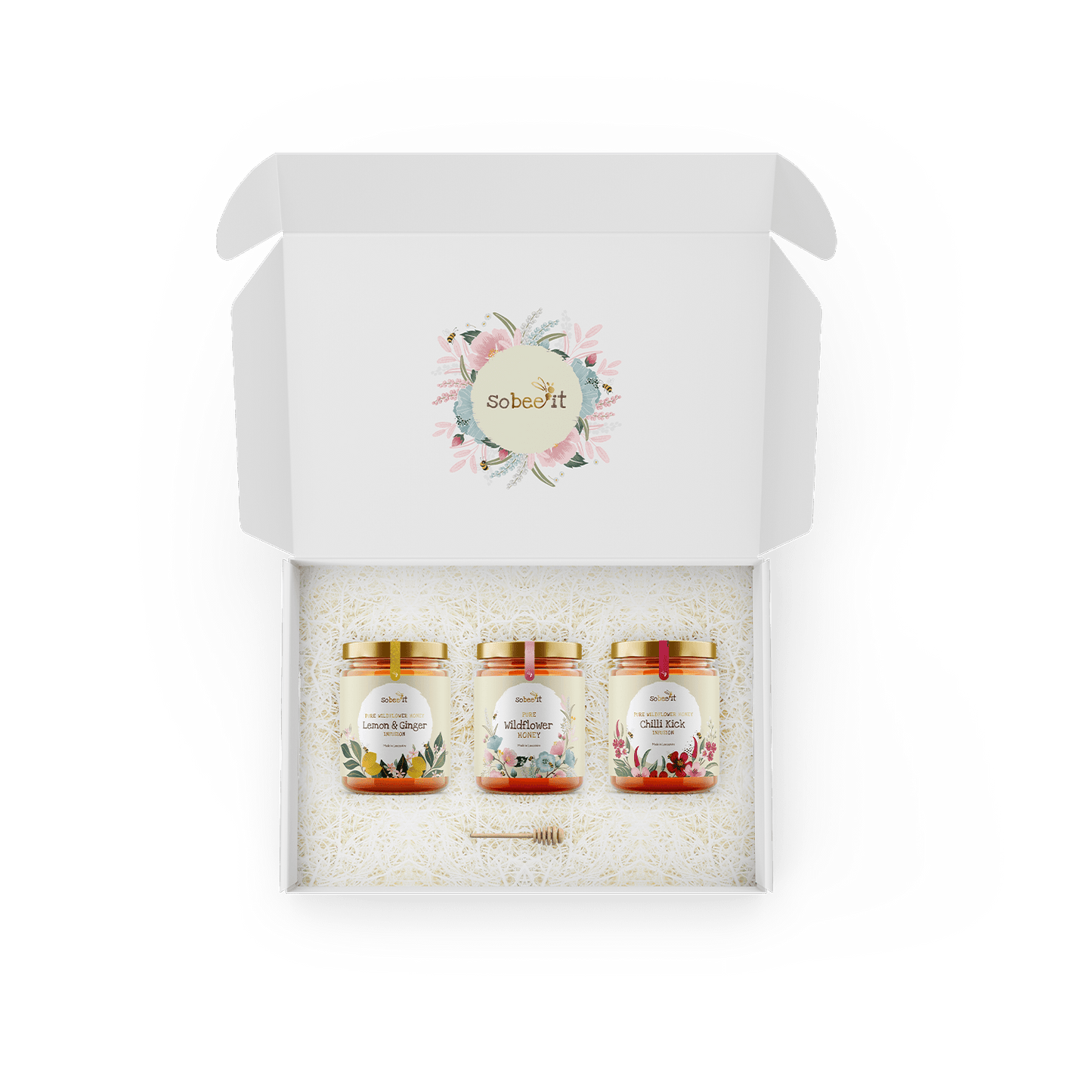 3x So Bee It 227g Wildflower Honey & Flavoured Honey Bundle